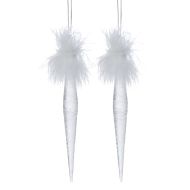 Rogue Icicle with Feathers S2 White 2x18cm