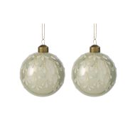 Rogue Glass Mistletoe Ball Ornament 2pk White 8x8x9cm