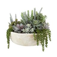Rogue Succulent Garden-Textured Cement Pot Green/Cream 41x41x37cm