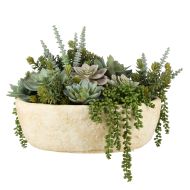 Rogue Succulent Garden-Textured Cement Pot Green/Cream 41x41x37cm