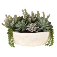 Rogue Succulent Garden-Textured Cement Pot Green/Cream 40x48x30cm
