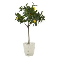 Rogue Lemon Tree-Rustic Stone Look Planter Pot Green & Cream 83x65x123cm