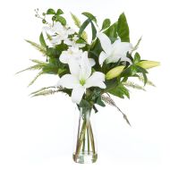 Rogue Lily Phalaenopsis Mix-Alana Vase White/Glass 69x49x73cm