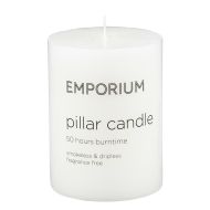 Emporium Pillar Candle White 7.5x7.5x10cm