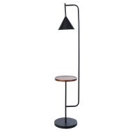 Academy Timber Shelf Floor Lamp Black & Natural 31x30x136cm