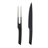 MasterPro Onyx Carving Set 2pce 36cm Knife/32cm Fork Black/Stainless Steel