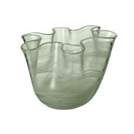 Amalfi Wavy Vase with Marble Effect Green 14.5x16x16cm