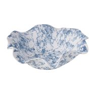 Amalfi Provincial Watercolour Organic Ceramic Decorative Bowl White/Blue 33x33x11cm