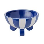 Amalfi Blue and White Stripe Footed Decorative Bowl Dark Blue/White 23x23x12cm