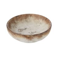 Amalfi Distressed Two Toned Ceramic Decorative Bowl White & Brown 28.5x28.5x9cm
