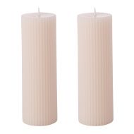 Amalfi Scented Ribbed Pillar Candle Set/2 Vanilla Buff 5x5x15cm