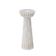 Amalfi Ribbed Wood Candle Holder White Wash 10x10x23cm
