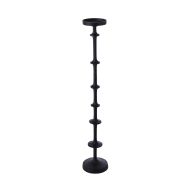 Amalfi Ridged Metal Floorstanding Candleholder Black 13x13x74cm