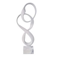 Amalfi Abstract Ribbon Sculpture with Marble Base White 23x10x50cm