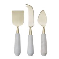 Amalfi Marble and Stainless Steel Cheese Knife Set/3 Gold/White 15x6x2cm