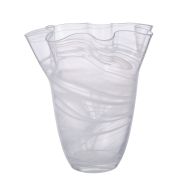 Amalfi Wavy Vase with Marble Effect Clear & White 30x29x29cm