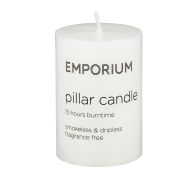 Emporium Pillar Candle White 5x5x7.5cm