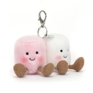 Jellycat Amuseables Pair of Marshmallows Bag Charm Pink & White 5x11x15cm