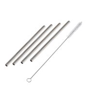 Davis & Waddell Fine Foods SS Cocktail Straws with Cleaning Brush Set 5 Stainless Steel 0.5x0.5x13.5cm