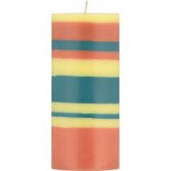 British Colour Standard Pillar Candle 15cm Striped-Jasmine/Rust/Petrol 7.5x7.5x15cm