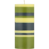 British Colour Standard Pillar Candle 15cm Striped-Olive/Indigo/Jasmine 7.5x7.5x15cm