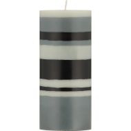 British Colour Standard Pillar Candle 15cm Striped- Gull/Gunmetal/Jet 7.5x7.5x15cm