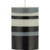 British Colour Standard Pillar Candle 10cm Striped - Gull/Gunmetal/Jet 7.5x7.5x10