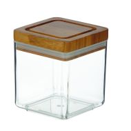 Davis & Waddell Acrylic Canister Square with Bamboo Lid Clear/Natural 11x11x12.5cm/1L