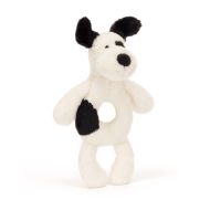 Jellycat Bashful Black & Cream Puppy Ring Rattle 2x8x18cm