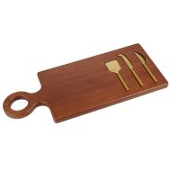 Davis & Waddell Cheese Board with 3 Brass Knives Natural 47x20x2cm