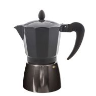 Leaf & Bean Stove Top Espresso Maker Silver & Coal 17.5x10x19cm/6 Cup
