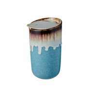 Leaf & Bean Roma Reactive Glaze Double Wall Travel Cup Blue & Brown 8.5x5x15cm