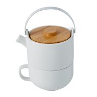 Leaf & Bean Tea For One Teapot and Cup White 13x11x9cm/15x11x7cm