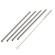 Davis & Waddell Fine Foods SS Jumbo Straws with Cleaning Brush Set 5pce Stainless Steel 0.8x0.8x21.5cm