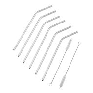 Davis & Waddell Fine Foods Stainless Steel Straws with Cleaning Brushes 8pcs Set 0.6x0.6x24cm
