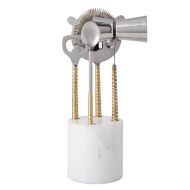 Davis & Waddell Twisted Gold Handle and Marble Bar 5pcs Set Gold & White 22x8x10cm