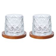 Davis & Waddell Fine Foods Etched Whisky Glasses with Coasters 2pcs Set Clear 11x11x9cm/290ml/11x11x12cm