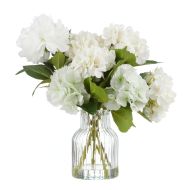 Rogue Hydrangea Peony Mix-Clear Glass Vase White 45x39x47cm