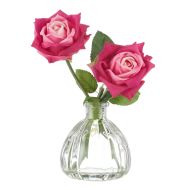 Rogue Mimi Rose-Clear Glass Vase Dark Pink 16x13x20cm