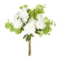 Rogue Peony Hydrangea Smoke Leaf Mix Bouquet White & Green 69x69x100cm