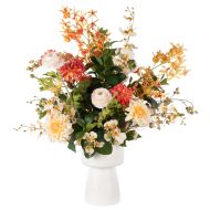 Rogue Dahlia Garden Mix - Kensington Planter Orange & White 86x64x86cm