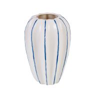 Emporium Cleo Stripe Ceramic Vase White & Blue Stripe 14x14x21.4cm