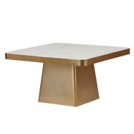 Grand Designs Dutton Coffee Table Gold & White Marble 80x80x40cm