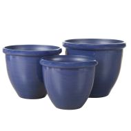 Rogue Milan Glaze Look Planter 3pcs Set Blue 49x49x42cm