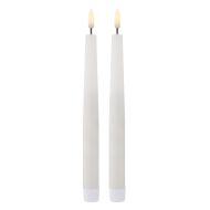 Amalfi Hughe LED Flickering Taper Candle 2pcs Set Rustic White 2x2x24cm