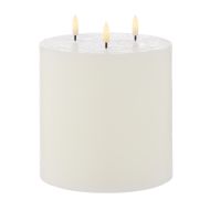 Amalfi Hughe LED Flickering Pillar Candle 3 Wicks Rustic White 15x15x15cm