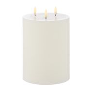 Amalfi Hughe LED Flickering Pillar Candle 3 Wicks Rustic White 15x15x20cm