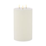 Amalfi Hughe LED Flickering Pillar Candle 3 Wicks Rustic White 15x15x25cm