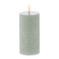 Amalfi Hughe LED Flickering Pillar Candle Rustic Green 7.5x7.5x15cm