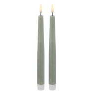 Amalfi Hughe LED Flickering Taper Candle 2pcs Set Rustic Green 2x2x24cm